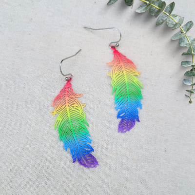 Rainbow Feather Earrings | Lightweight Pride-Inspired Dangles