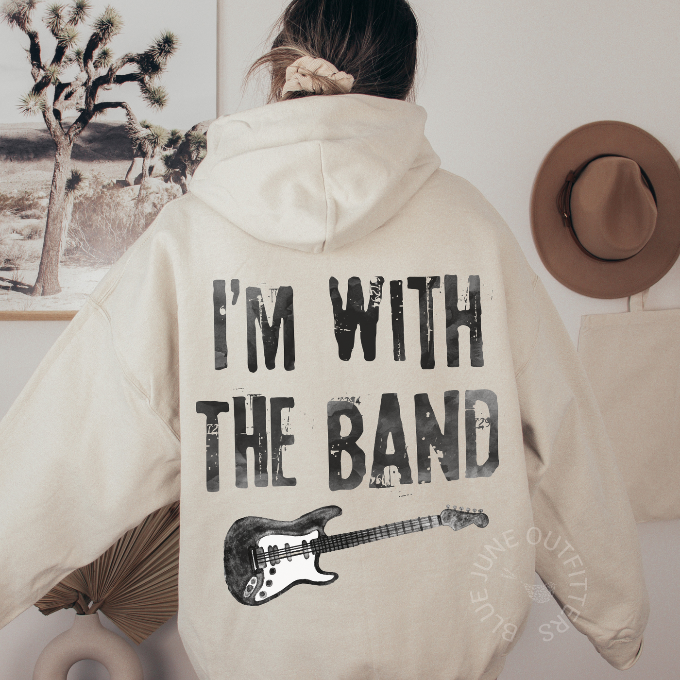 I'm With The Band Hoodie | Retro Guitar Graphic Sweatshirt | Music Lover Gift