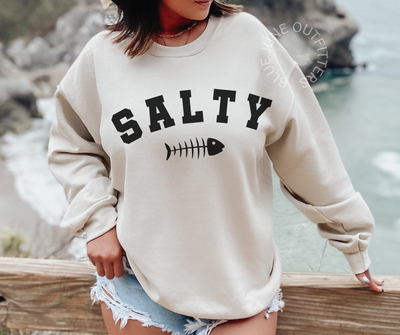 SALTY FISHBONE SWEATSHIRT | SUMMER BEACH CREWNECK SWEATSHIRT