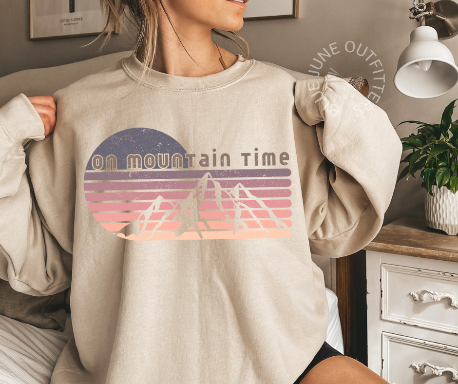 On Mountain Time | Nature Camping Crewneck Sweatshirt
