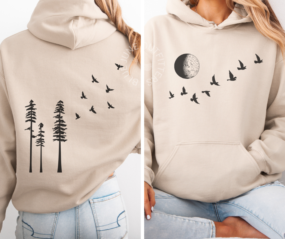 FLYING BIRDS FOREST MOON | NATURE LOVER HOODIE