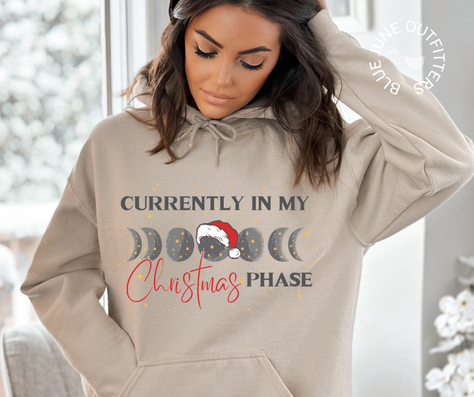 In My Christmas Phase | Boho Moon Phase Christmas Hoodie