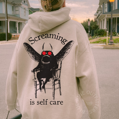 Mothman Screaming Is Self Care Hoodie