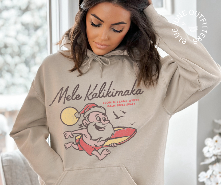 MELE KALIKIMAKA | HAWAII SANTA CHRISTMAS HOODIE