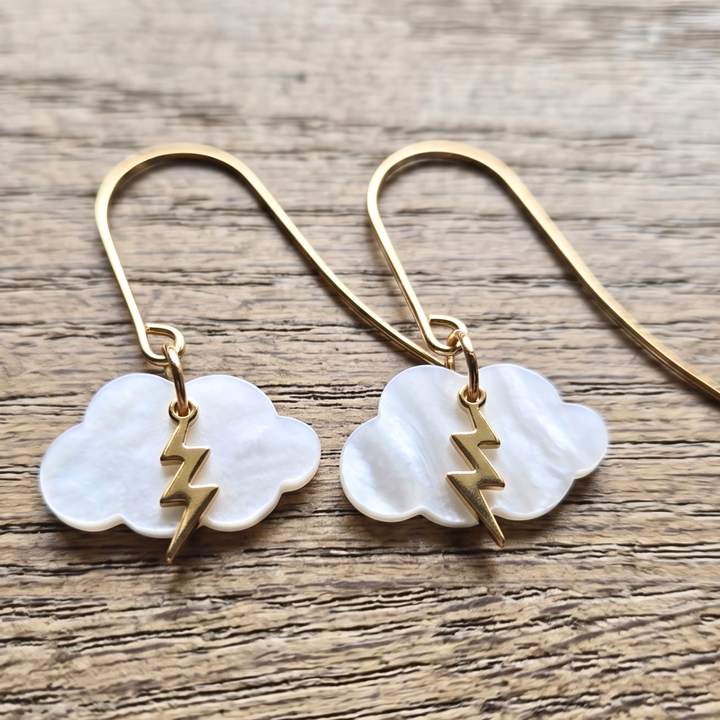 Stormy Mother of Pearl Cloud Earrings