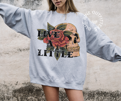 Live A Little Skeleton | Funny Boho Crewneck Sweatshirt