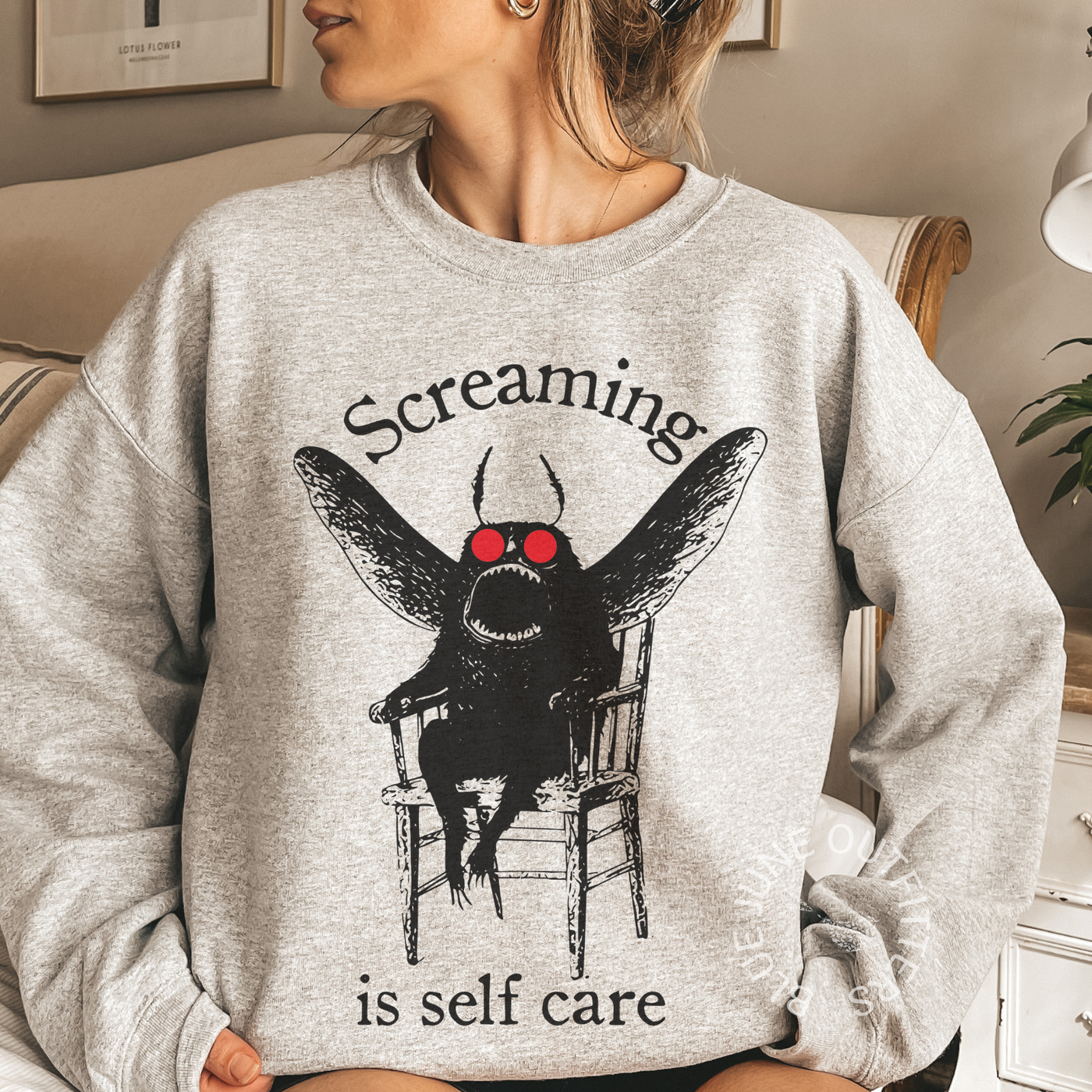 Screaming Is Self Care Cryptid Sweatshirt | Funny Mothman Crewneck