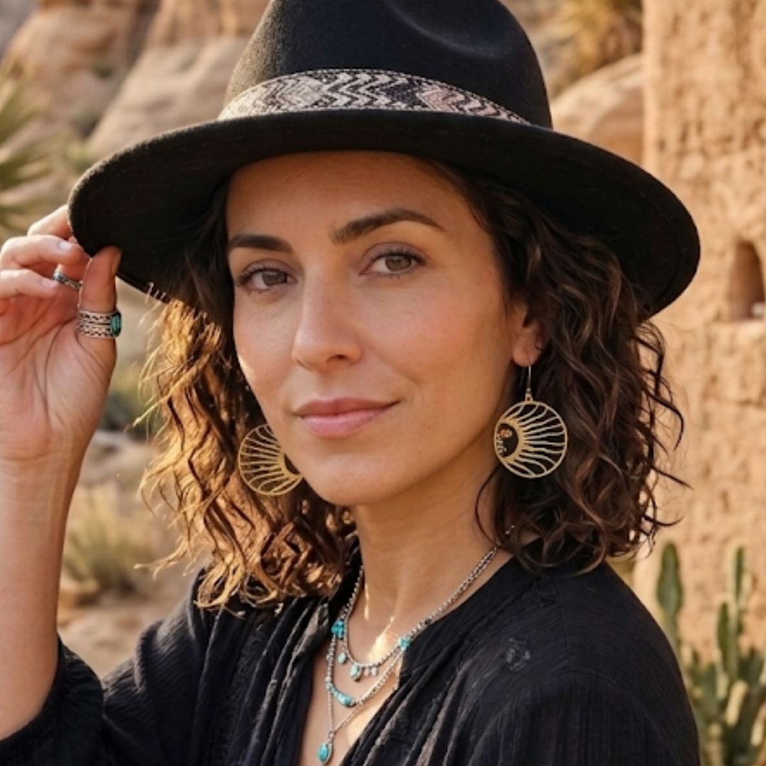 Celestial Sunburst Dangle Earrings – Raw Brass & 18k Gold Plated
