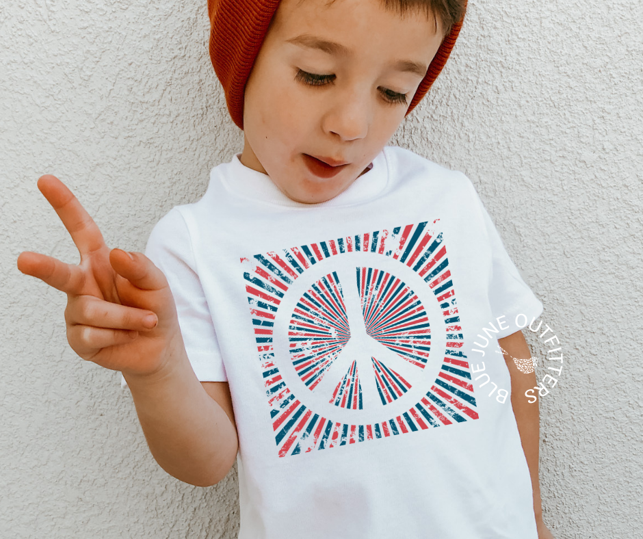 Red White Blue Peace Tee | Toddler Fourth of July Tee