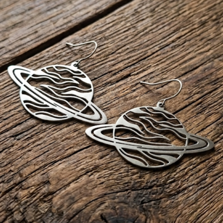 Saturn Laser Cut Earrings | Hypoallergenic Stainless Steel Celestial Jewelry