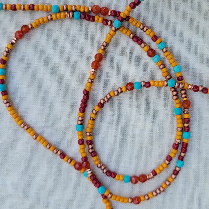 Desert Sunrise Wrap Bracelet – Turquoise, Carnelian & Copper