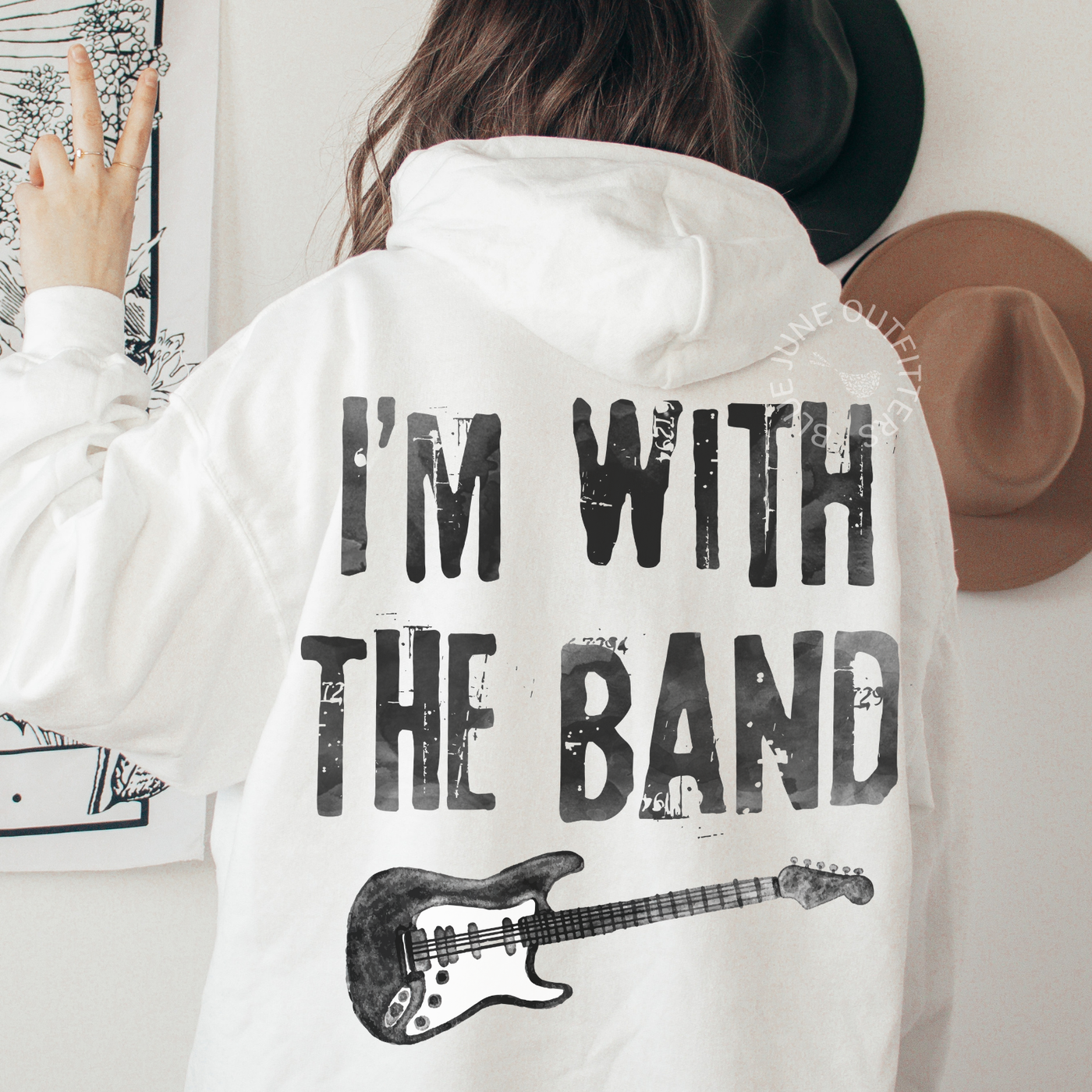 I'm With The Band Hoodie | Retro Guitar Graphic Sweatshirt | Music Lover Gift