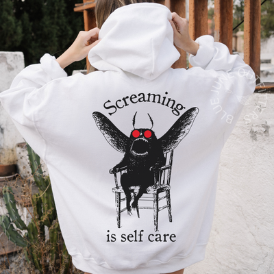 Mothman Screaming Is Self Care Hoodie