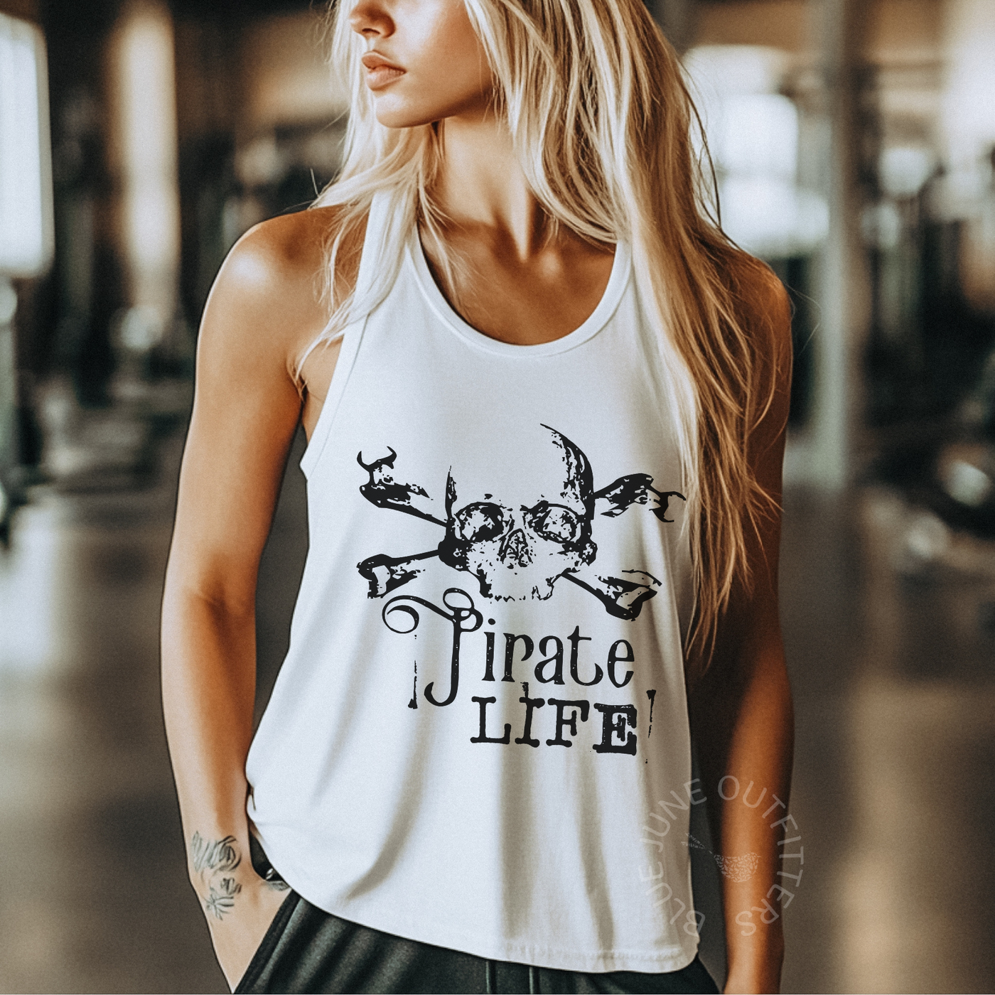 Pirate Life Women’s Racerback Tank Top – Nautical Skull & Crossbones Graphic