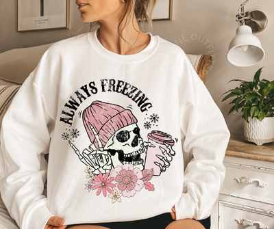 Always Freezing | Funny Skelly Crewneck Sweatshirt