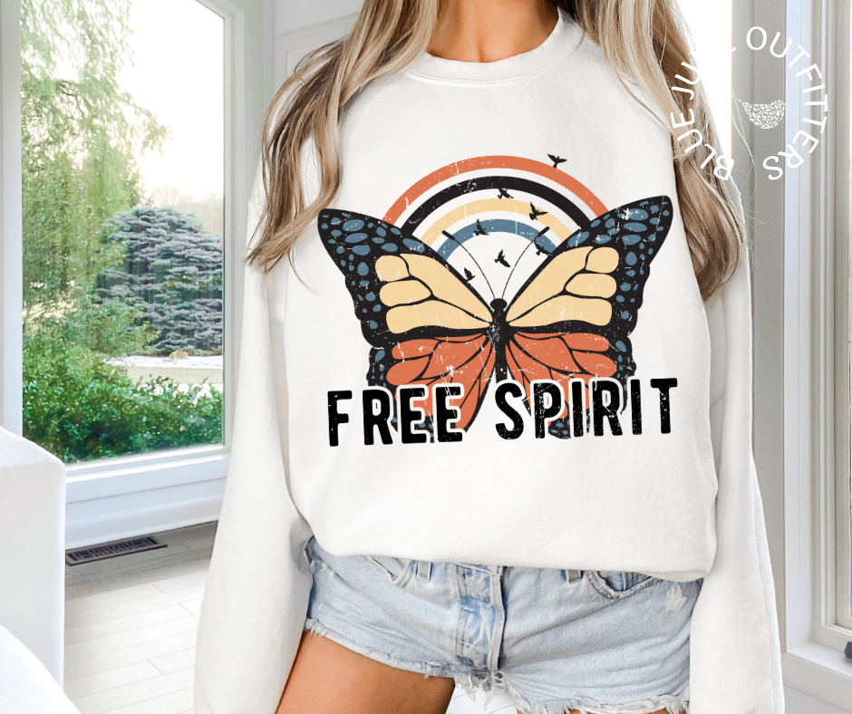 Free Spirit Butterfly | Retro Crewneck Sweatshirt