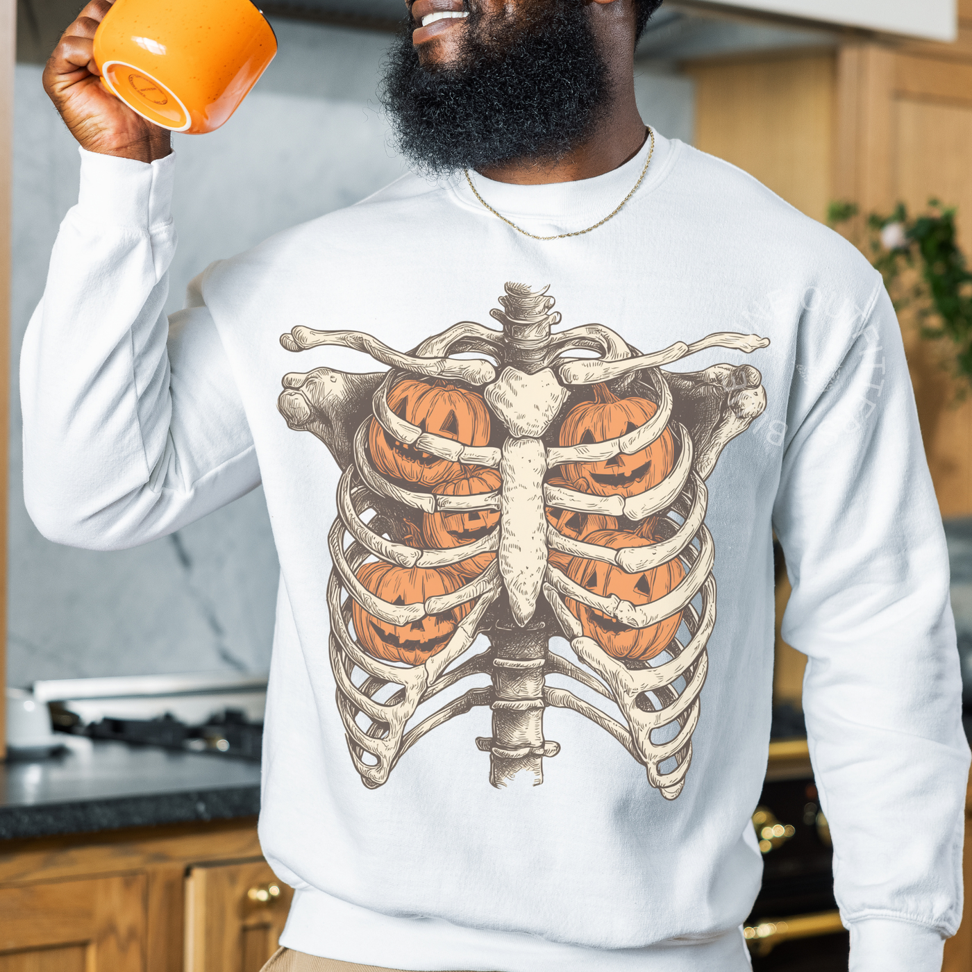 Retro Halloween Ribcage Pumpkins Sweatshirt