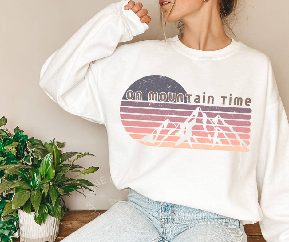 On Mountain Time | Nature Camping Crewneck Sweatshirt