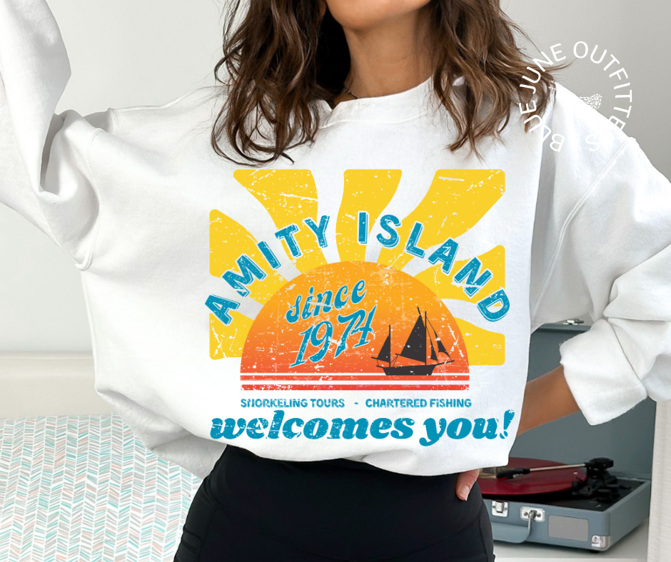Amity Island Sweatshirt | Retro Jaws Inspired Crewneck Sweatshirt