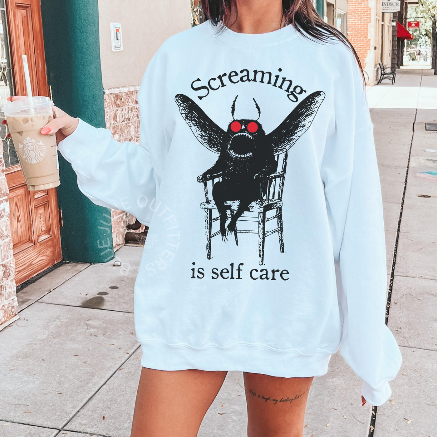 Screaming Is Self Care Cryptid Sweatshirt | Funny Mothman Crewneck