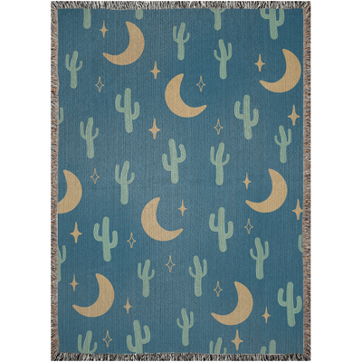 Cactus Moon | Boho Celestial Woven Blanket
