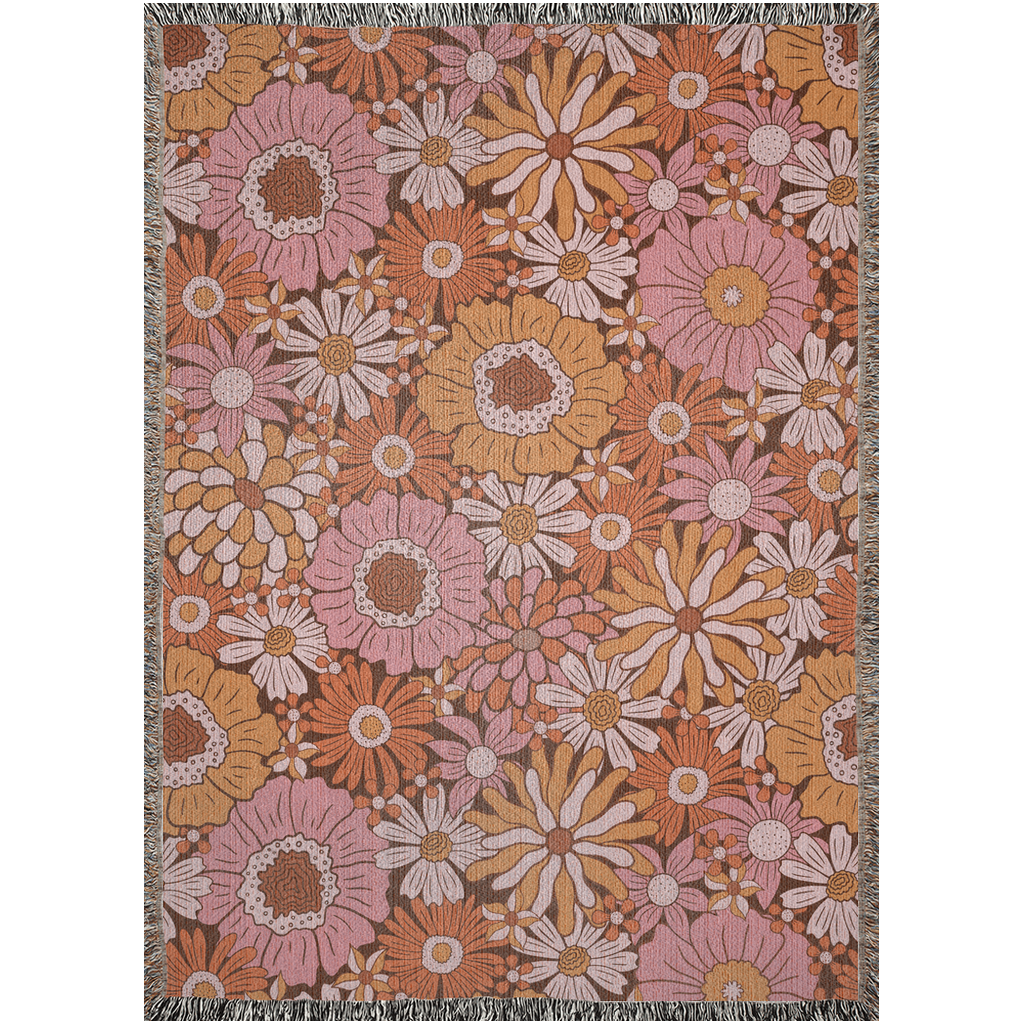 Groovy Pattern | Retro Flowers Woven Blanket