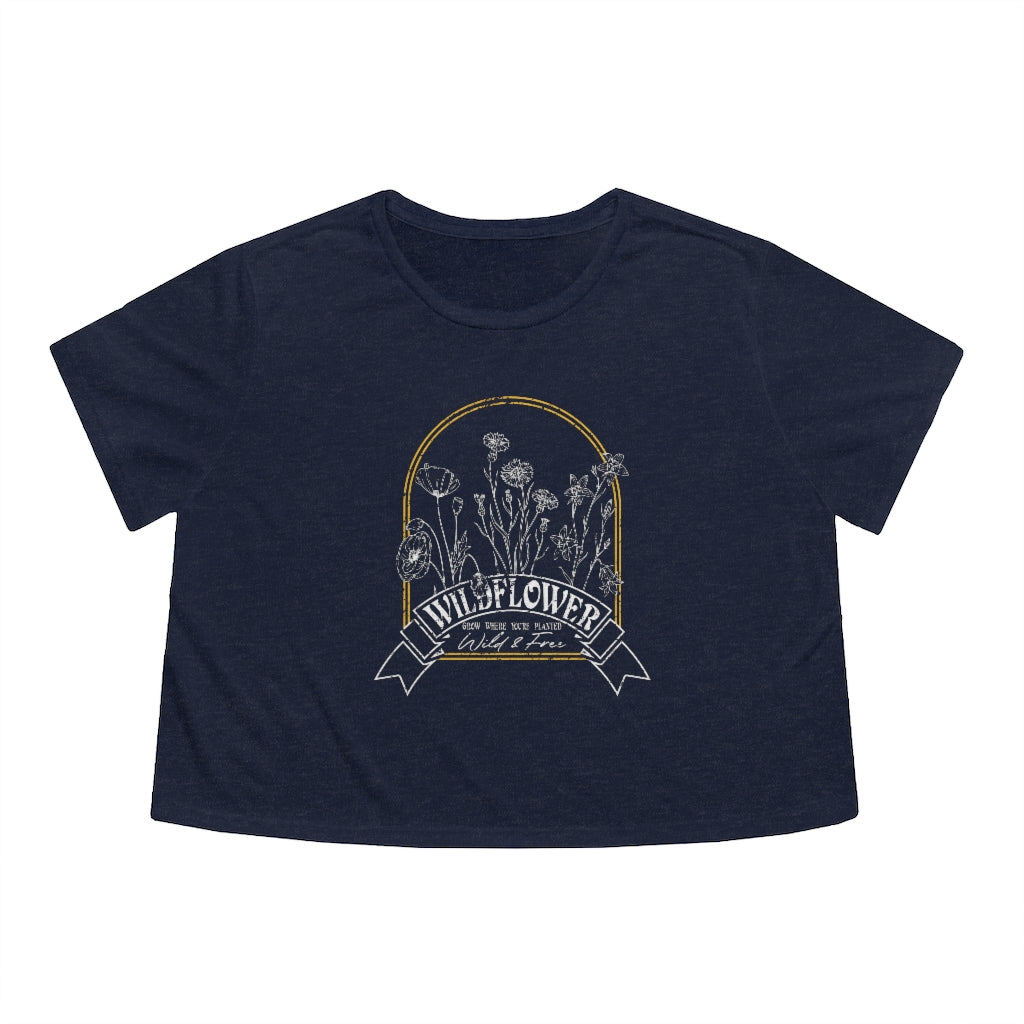 Women's Hippie Wildflowers Cropped Tee