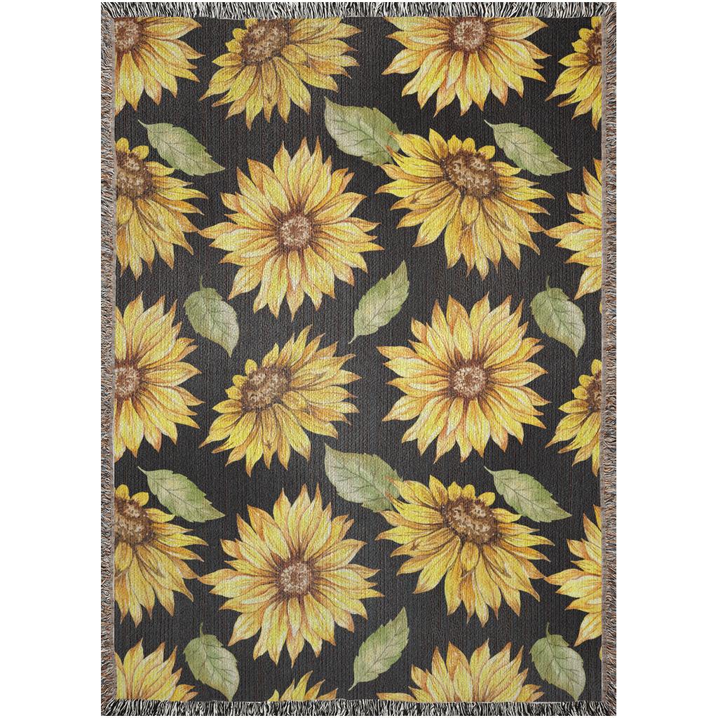 Aesthetic Sunflower Woven Blanket