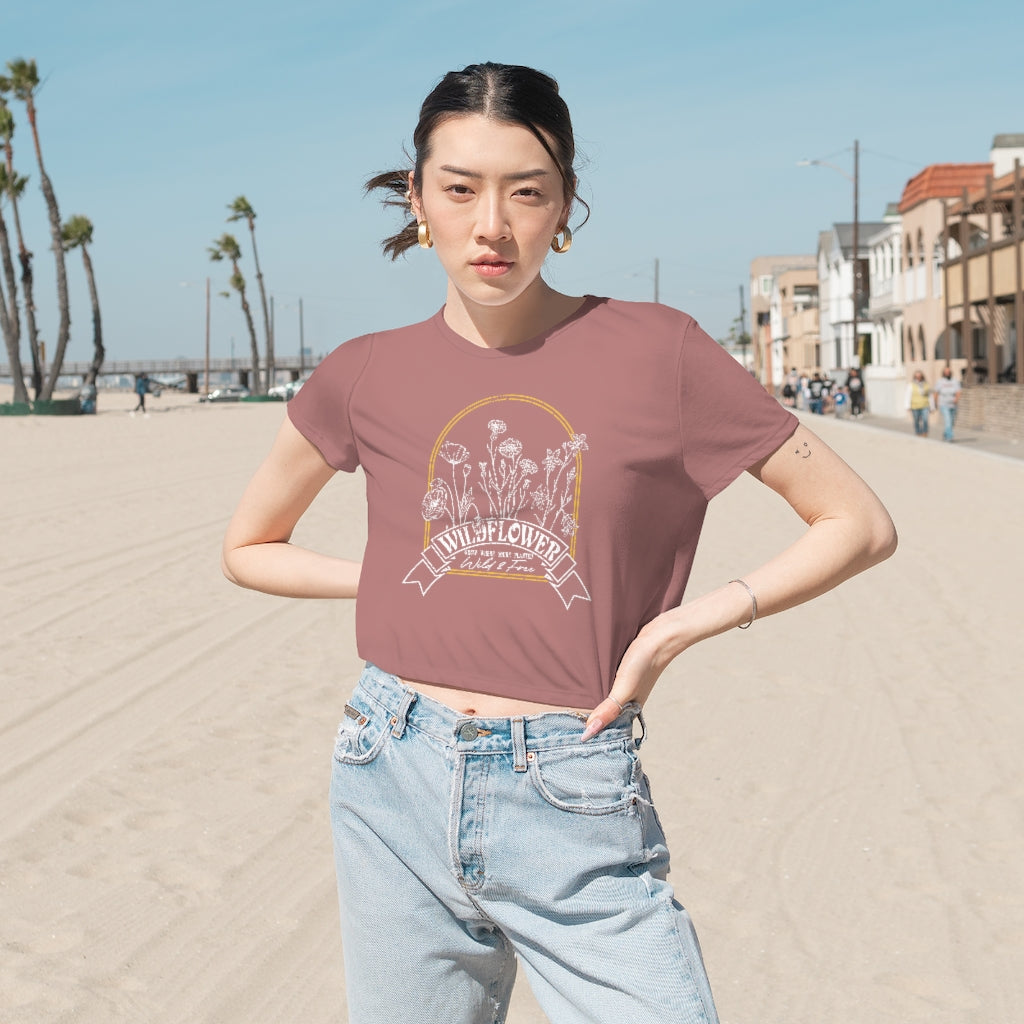 Women's Hippie Wildflowers Cropped Tee