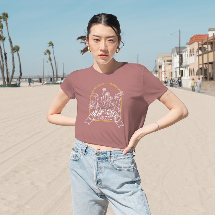 Women's Hippie Wildflowers Cropped Tee