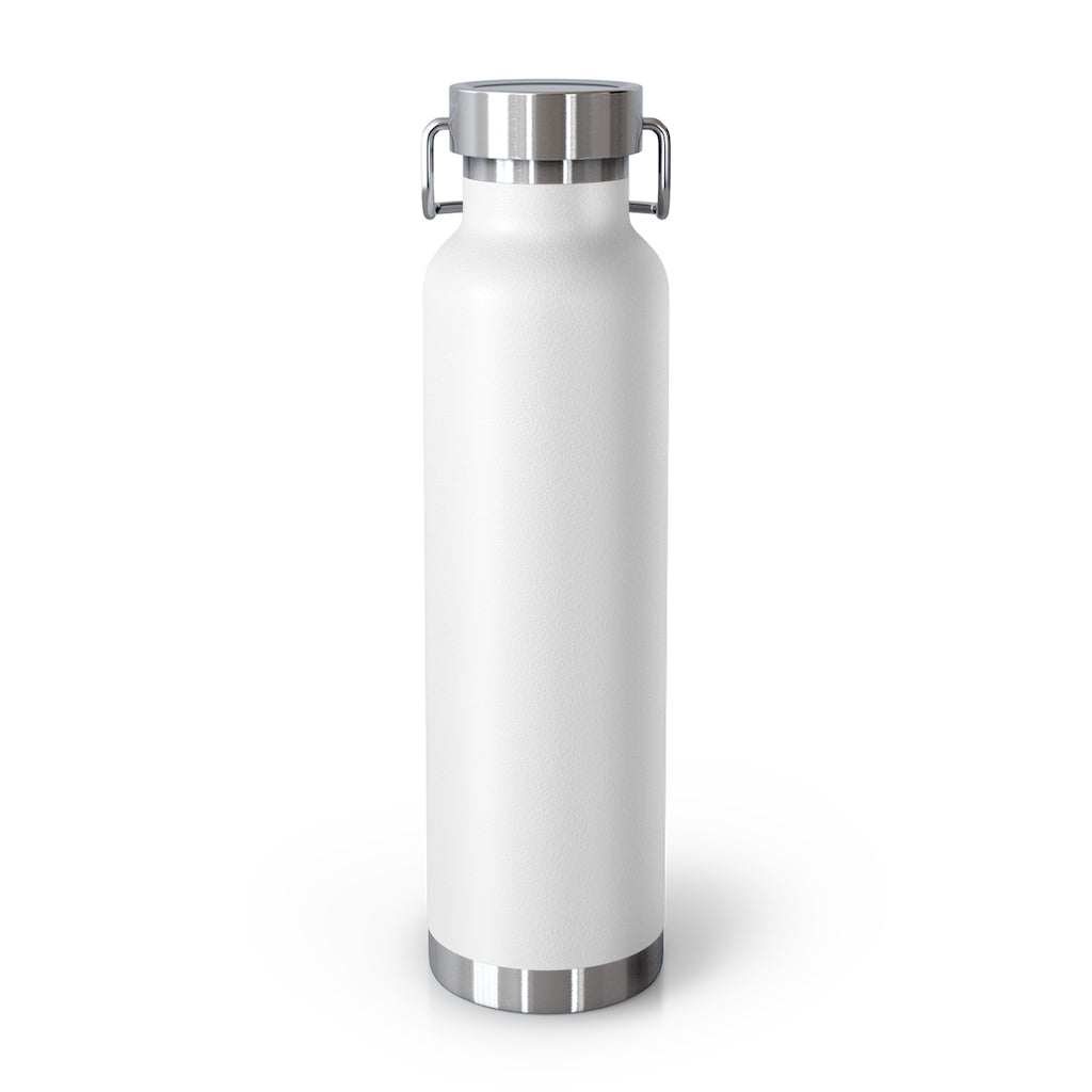 Back view of the white insulated bottle.  There is no artwork on the back.  