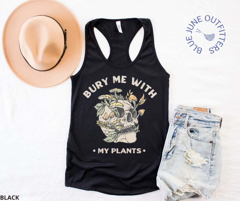 Bury Me With My Plants | Women's Skull Mushrooms Tank Top