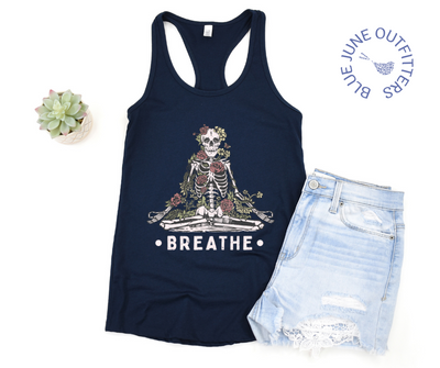 Breathe | Meditating Skeleton Tank Top Women's 