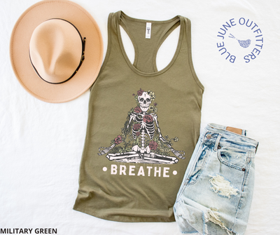 Breathe | Meditating Skeleton Tank Top Women's 
