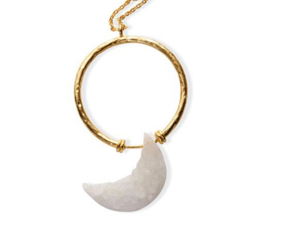 Crescent Moon Druzy Necklace