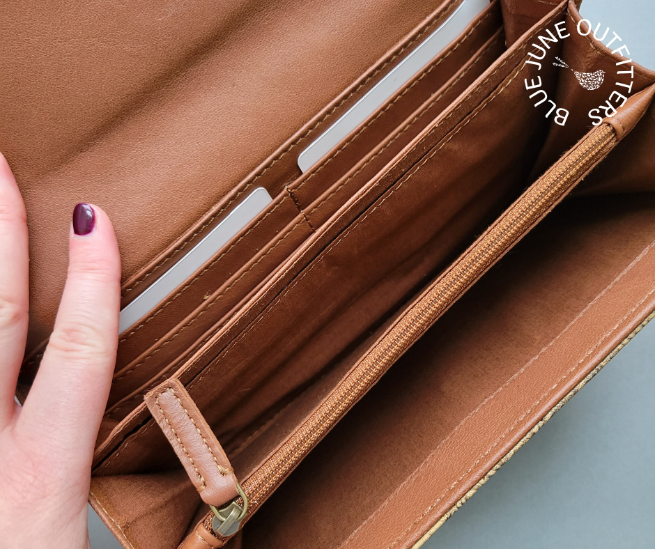 Hand Tooled Leather Wallet | Deep Olive Myra Bag Wallet