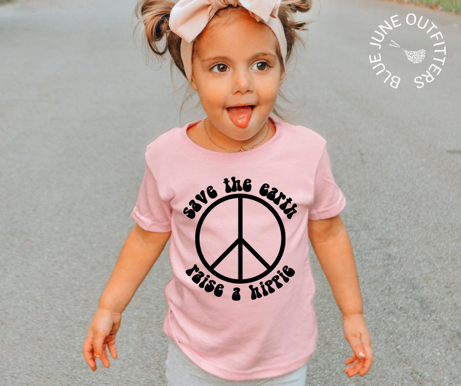Save The Earth Raise A Hippie | Trendy Toddler Tee