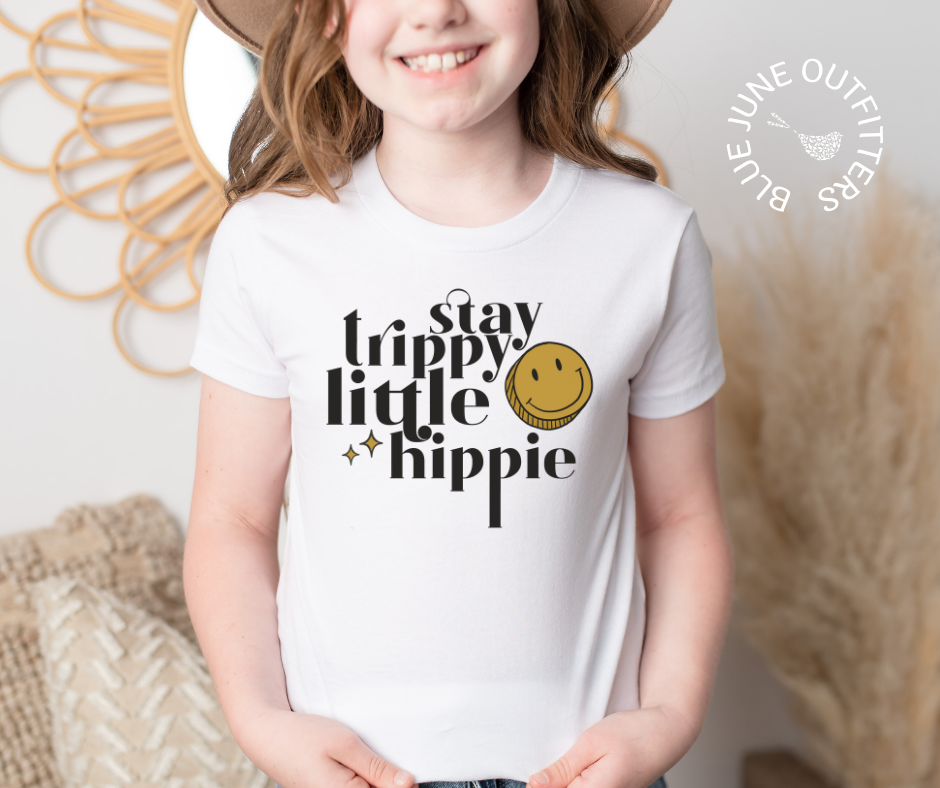 Stay Trippy Little Hippie | Retro Youth Tee