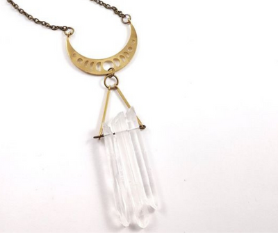 Clear Quartz Moon Phase Necklace