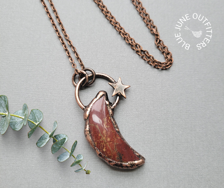 Electroformed Agate Moon Necklace