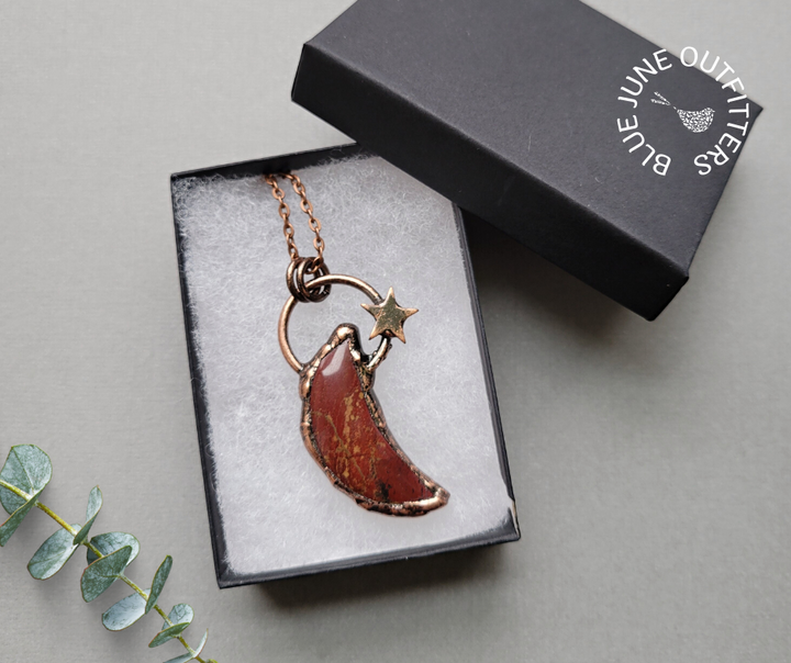 Electroformed Agate Moon Necklace
