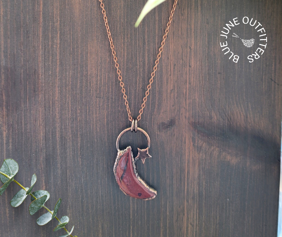 Electroformed Agate Moon Necklace