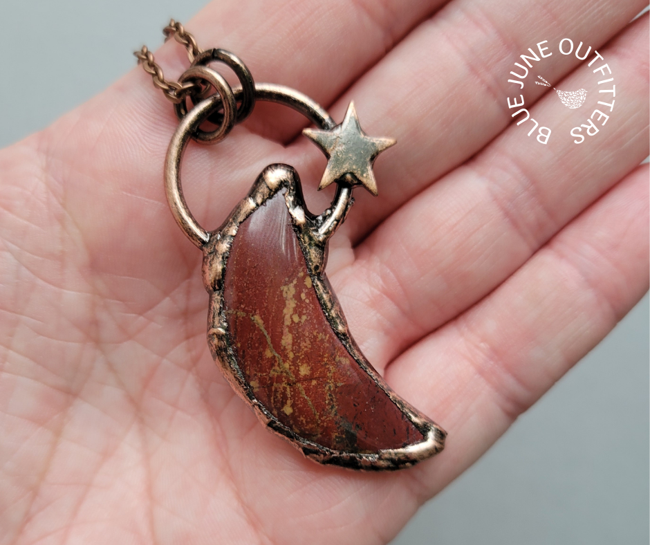 Electroformed Agate Moon Necklace