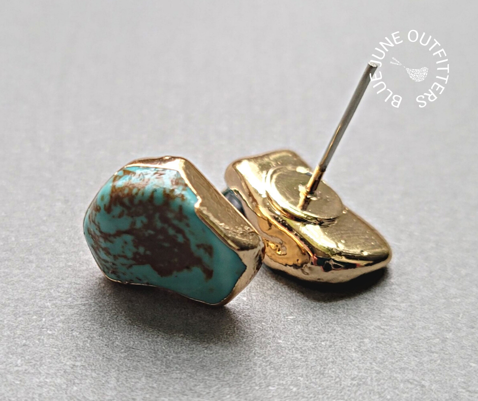 Natural Turquoise Statement Stud Earrings