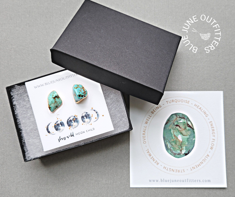 Celestial Earth Raw Turquoise Studs