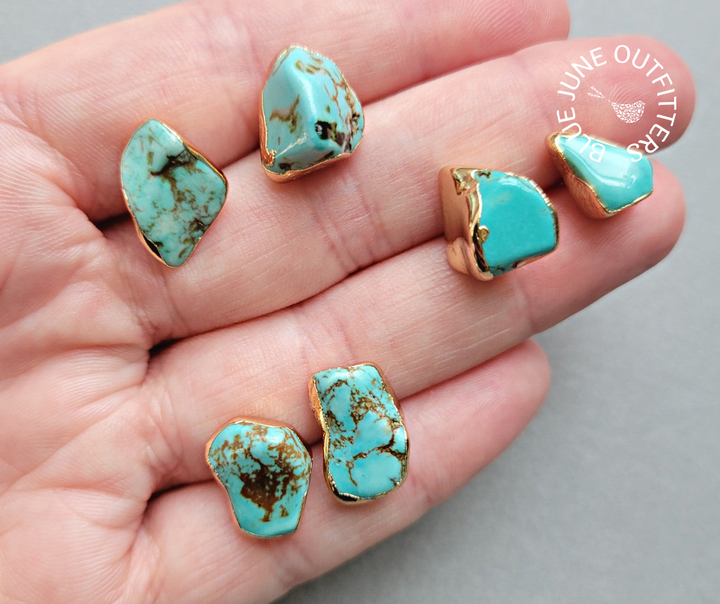 Celestial Earth Raw Turquoise Studs