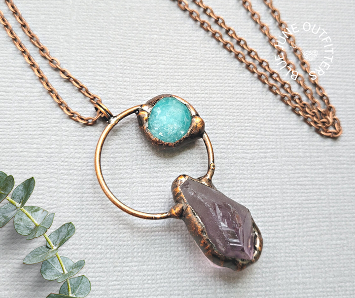 Long Amethyst Electroformed Necklace