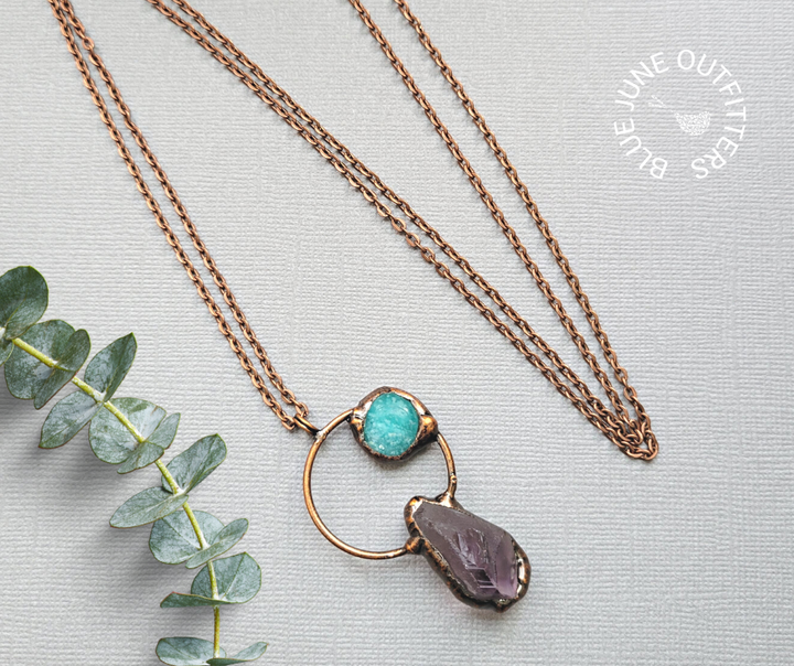 Long Amethyst Electroformed Necklace
