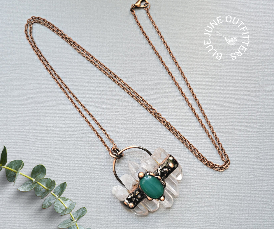 Long Natural Quartz & Australian Jade Necklace