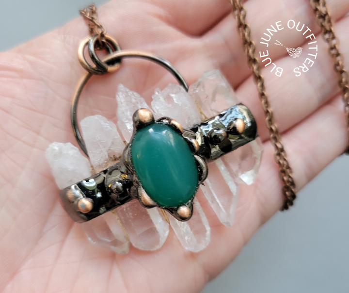 Long Natural Quartz & Australian Jade Necklace